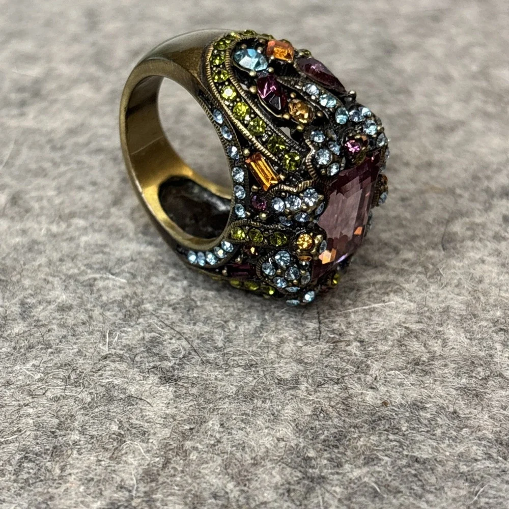 Heidi Daus Multi Color Crystal Damselfly Ring size 7 NIB